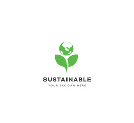 Save Earth, Earth, Sustainable, Sustainable farming logo design template elements. Vector illustration. New Modern logo.