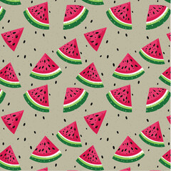 Pattern ready for use,  VECTOR fruit illustration tropic watermelon 