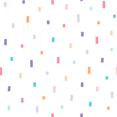 Abstract colorful confetti seamless vector pattern. Simple falling glitter texture. Cute hand drawn background for wrapping paper, textile, print, fabric, wallpaper, card, gift, apparel, packaging.