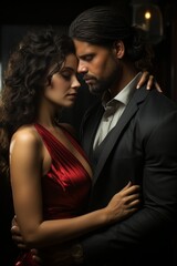Naklejka premium Passionate tango dancer in an intimate embrace, Generative AI