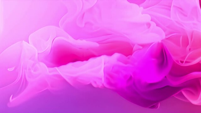 Pink purple smoke moving and swirling around. Magic mixing of color. Cloud of silky ink in water isolated on blue background. Colorful ink in water, ink drop. Purple, blue, pink.