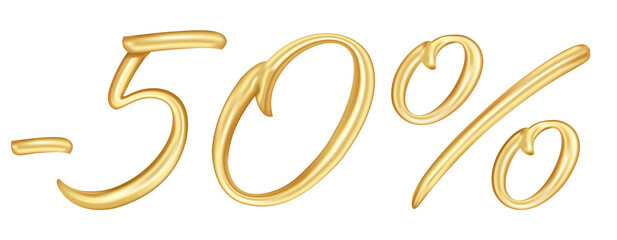 50 percent Gold metallic number 