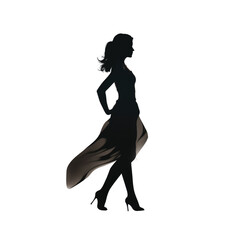 Silhouette of ramp walk woman isolated on transparent background