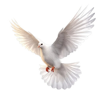 PNG of One White Dove freedom flying Wings on transparent background symbol of International Day of Peace, Holy spirit of God in Christian religion heaven concept