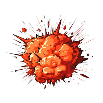 Comic style explosion graphic isolated on transparent background
