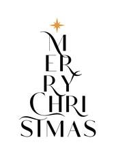 Merry Christmas, abstract typography christmas tree wall art, modern holiday poster, cozy winter print, minimalist greeting card 
