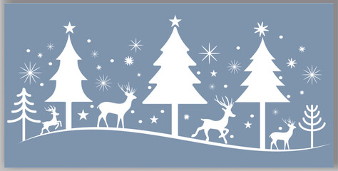 Christmas trees reindeer and  stars in different design vector