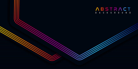 Line dark blue abstract background with bright color element