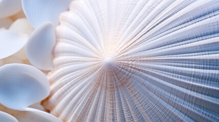 Delicate patterns and textures of a seashell's surface up close