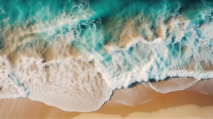 Ocean and sea view from above. Waves aerial photography. Waves and seaside. - obrazy, fototapety, plakaty