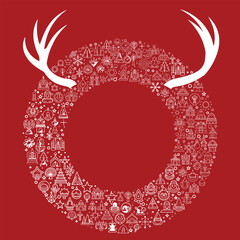 Red Christmas deer horns  background design illustration