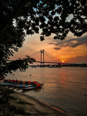 Kolkata river ganga view during sunset