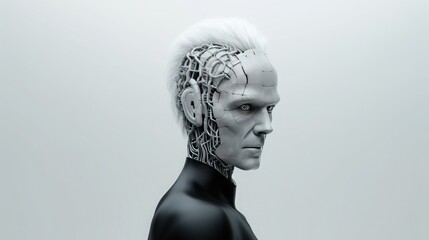 Old Humanoid robot, Artificial intelligence robot. White background. Generative AI