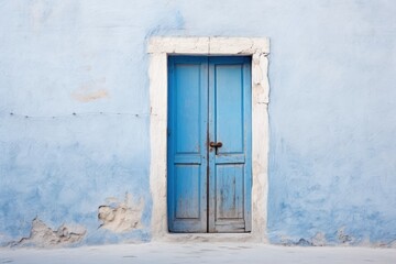 blue old closed door house entrance
