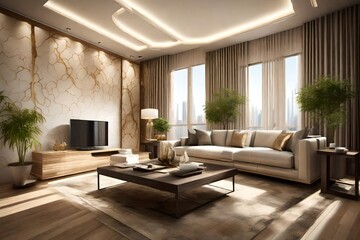 Obraz na płótnie Canvas modern living room with fireplace