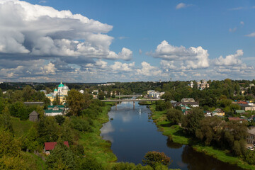 Fototapeta na wymiar Torzhok is a picturesque city in the Tver region of Russia on the banks of the Tvertsa River. It is a trading city, known since the 12th century.