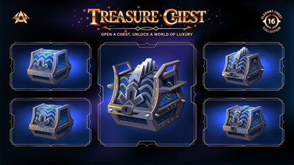 Treasure Chests Collection Unveiling a Realm from Basic to Upgraded Levels for RPG, Fantasy, and Medieval Games-Vector illustration Design