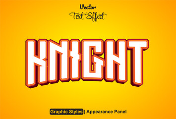 knight text effect with orange graphic style and editable.
