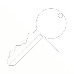 Continuous single line art of key, House Key simple line drawing vector design