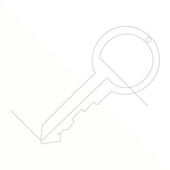 Continuous single line art of key, House Key simple line drawing vector design