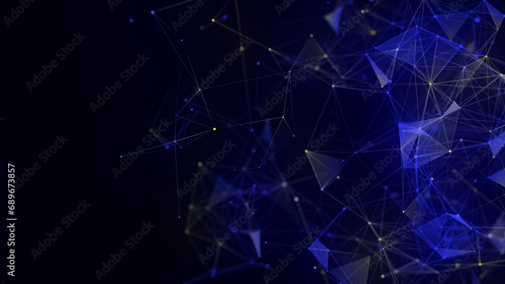 Poster blue network connection structure. digital background with dots and lines. big data visualization. 3