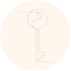 Continuous single line art of key, House Key simple line drawing vector design