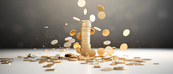 Coins falling, stack, Financial and money deposit concept