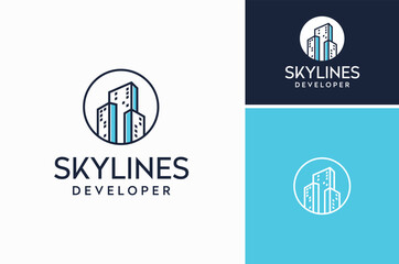 Apartment Window City Building for Urban Real Estate Skyline logo design