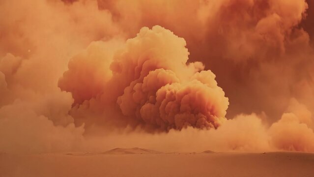 Sand storm in desert. Heat in the dunes