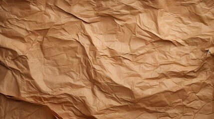 Fototapeta premium Crumpled brown craft paper background texture