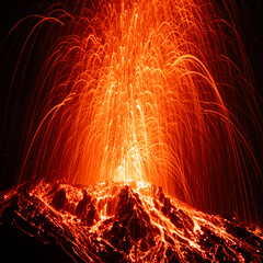 Starke Eruption des Vulkans Stromboli in Sizilien