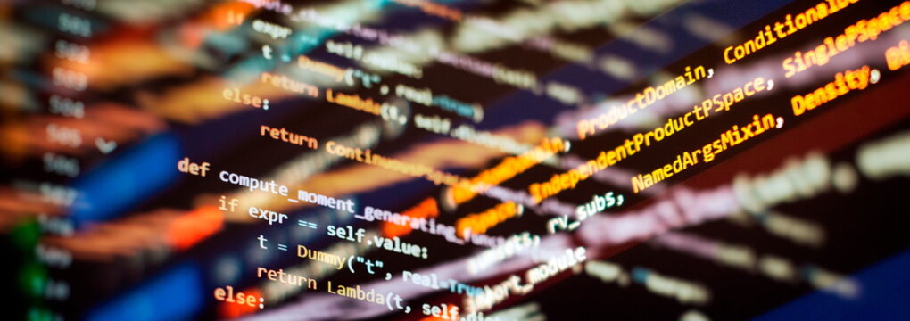 Python code computer screen. Mobile application design Concept.