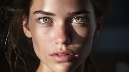 Fototapeta premium Radiant Strength: Close-Up of Powerful Woman in High-Key Lighting
