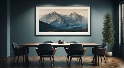 office interior with mountain view