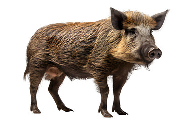 wild boar side view isolated on transparent background ,generative ai - obrazy, fototapety, plakaty
