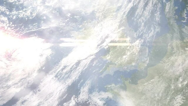Zoom in from space and focus on Wexford, Ireland. 3D Animation. Background for travel intro. Elements of this image furnished by NASA