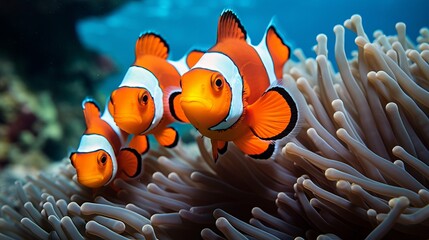 Fototapeta na wymiar A coral reef in africa is home to colorful clownfish.