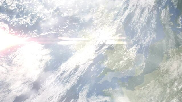 Zoom in from space and focus on Naas, Ireland. 3D Animation. Background for travel intro. Elements of this image furnished by NASA