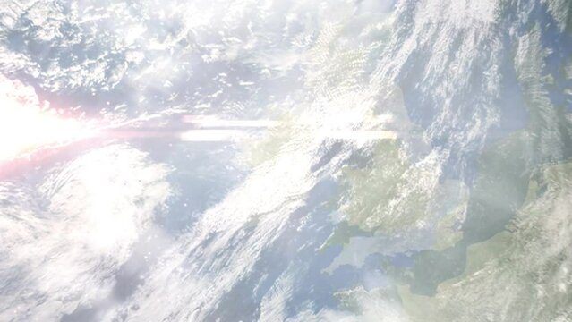 Zoom in from space and focus on Mullingar, Ireland. 3D Animation. Background for travel intro. Elements of this image furnished by NASA