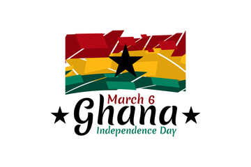March 6, Independence Day of Ghana with national monument vector illustration. Suitable for greeting card, poster and banner.
