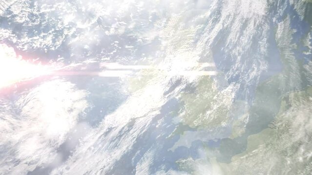 Zoom in from space and focus on Navan, Ireland. 3D Animation. Background for travel intro. Elements of this image furnished by NASA