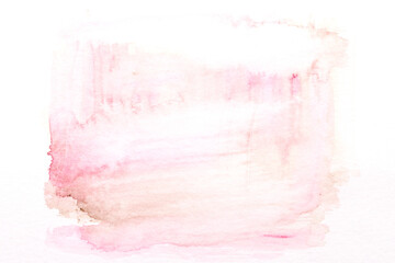 Abstract liquid art background. Pink watercolor translucent blots on white paper