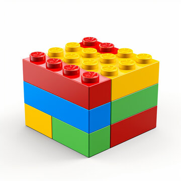 A colorful Lego Brick which has been arranged neatly.