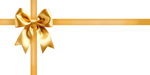 The golden ribbon bow on a transparent background