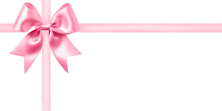 The pink ribbon bow on a transparent background