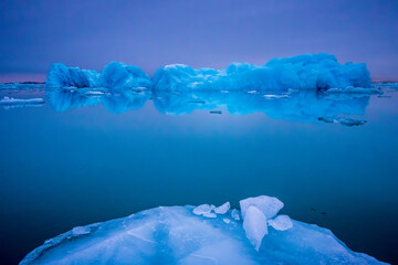 Arctic landscape with icebergs