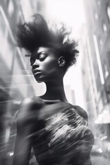 black and white portrait of a black woman