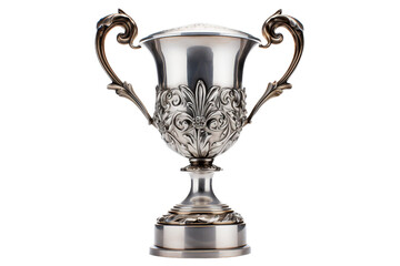 Fototapeta na wymiar Gleaming Silver Trophy Isolated on Transparent Background. Ai