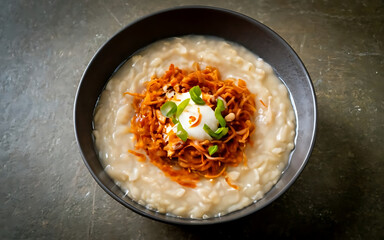 Capture the essence of Congee in a mouthwatering food photography shot Generative AI