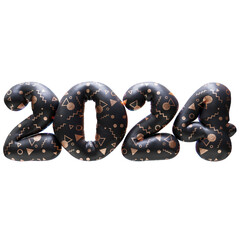 2024 3D numbers with inflated effect. Inflated New Year 2024 numbers with funny New Year pattern. 3D rendered numbers.